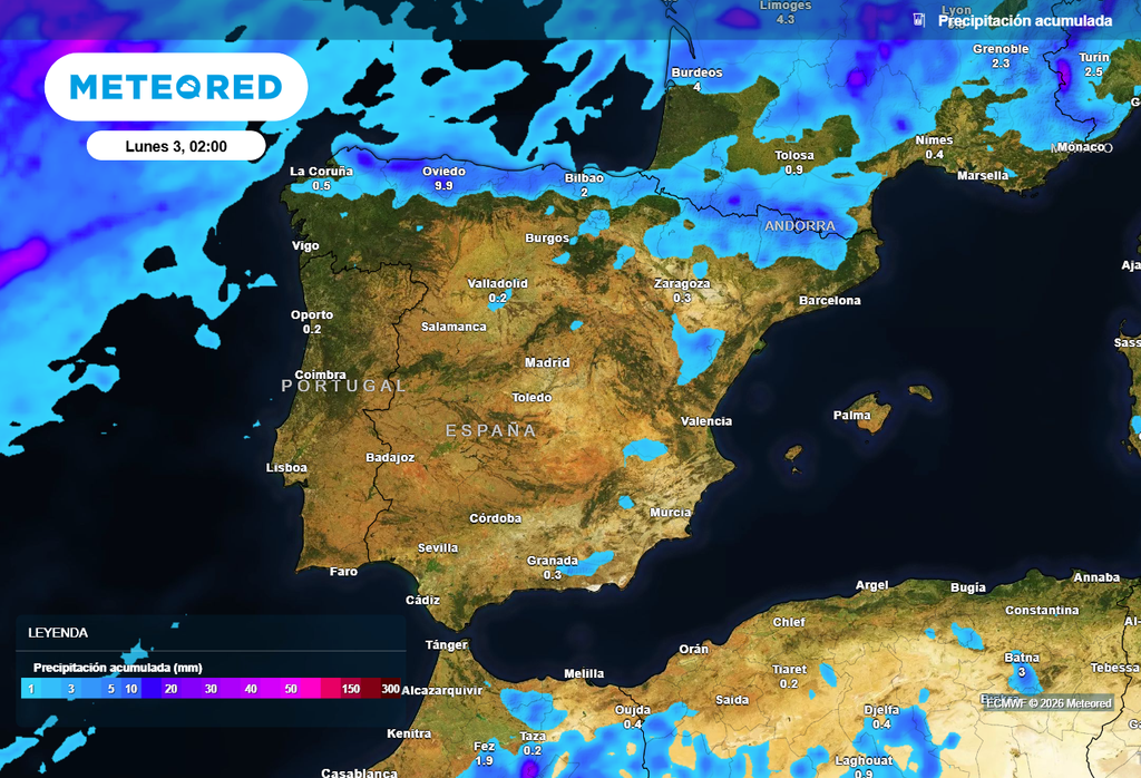 Los acumulados de lluvia en general no serán especialmente significativos, aunque hay riesgo de vientos localmente intensos y granizadas.