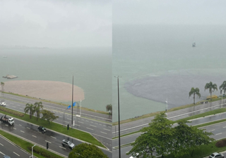 Mancha escura no mar de Florianópolis chama atenção após temporal atingir a Beira-Mar Norte