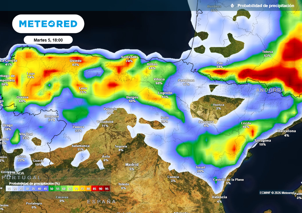 Las tormentas afectarán hoy especialmente al tercio norte de la España peninsular.