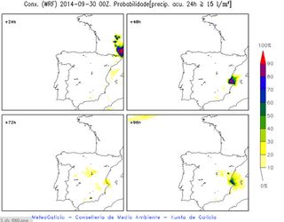 Mapas probabilísticos liberados por MeteoGalicia
