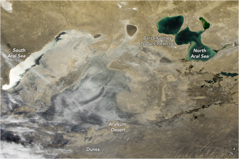 Image de la mer d'Aral prise par un astronaute depuis l'ISS-ISS le 17 octobre 2024. NASA
