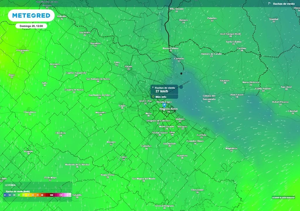 Maratón 42k Buenos Aires tiempo clima pronóstico El viento noreste irá incrementando su intensidad en la ciudad durante el maratón de Buenos Aires.