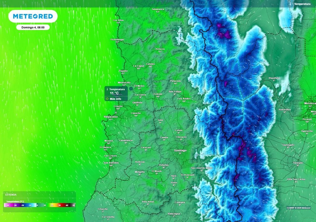 mapa de temperatura Entre 10 y 11 °C se esperan al comenzar la Maratón este domingo 4.