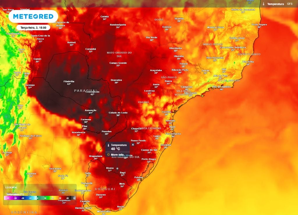Temperaturas máximas nesta terça-feira, 3 de março.