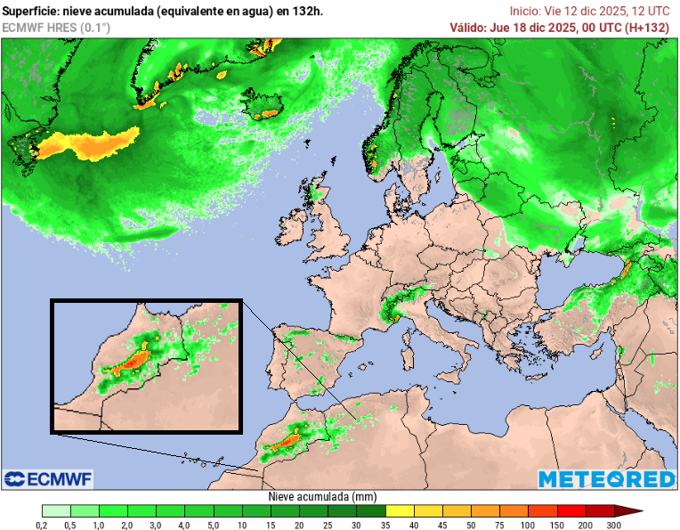 Algunas zonas de Marruecos podrían recibir más nieve acumulada que cualquier otro país de Europa en los próximos días