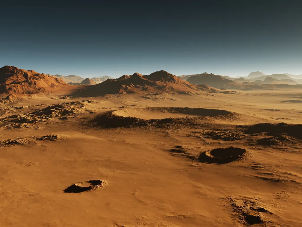 Paisagem marciana com crateras