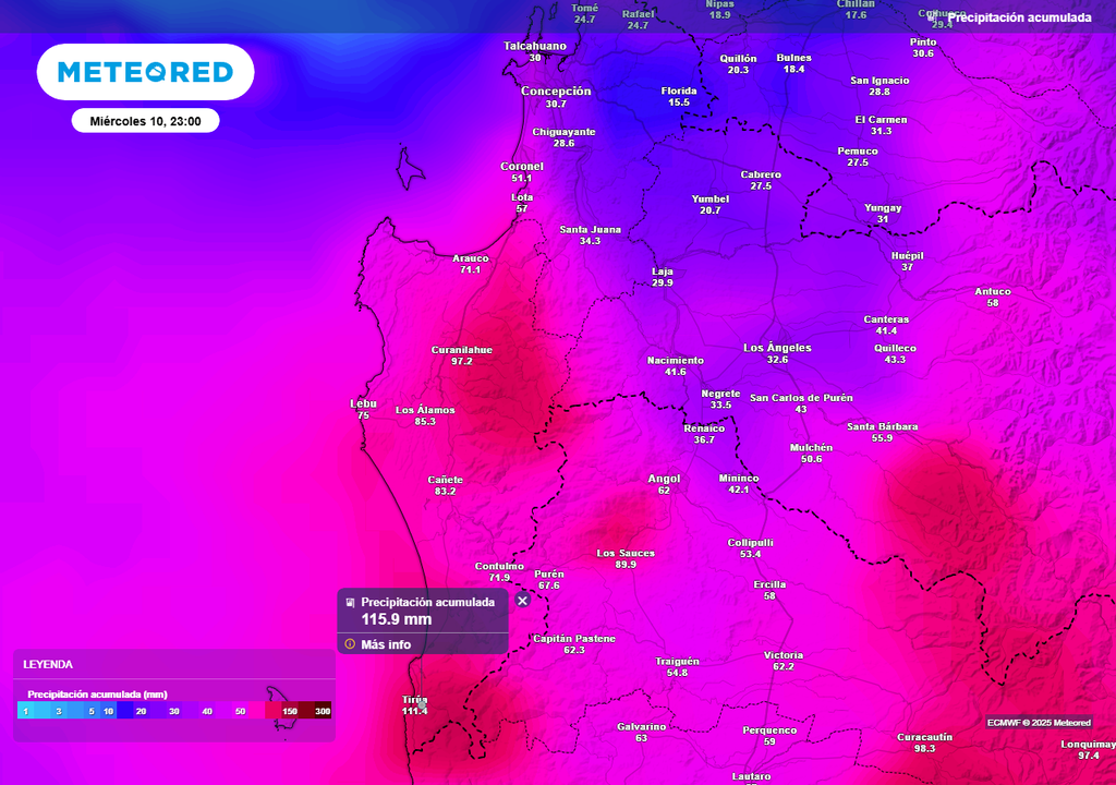 Sistema frontal en la Región de Biobío, Meteored, Chile Sistema frontal en la Región de Biobío, Meteored, Chile