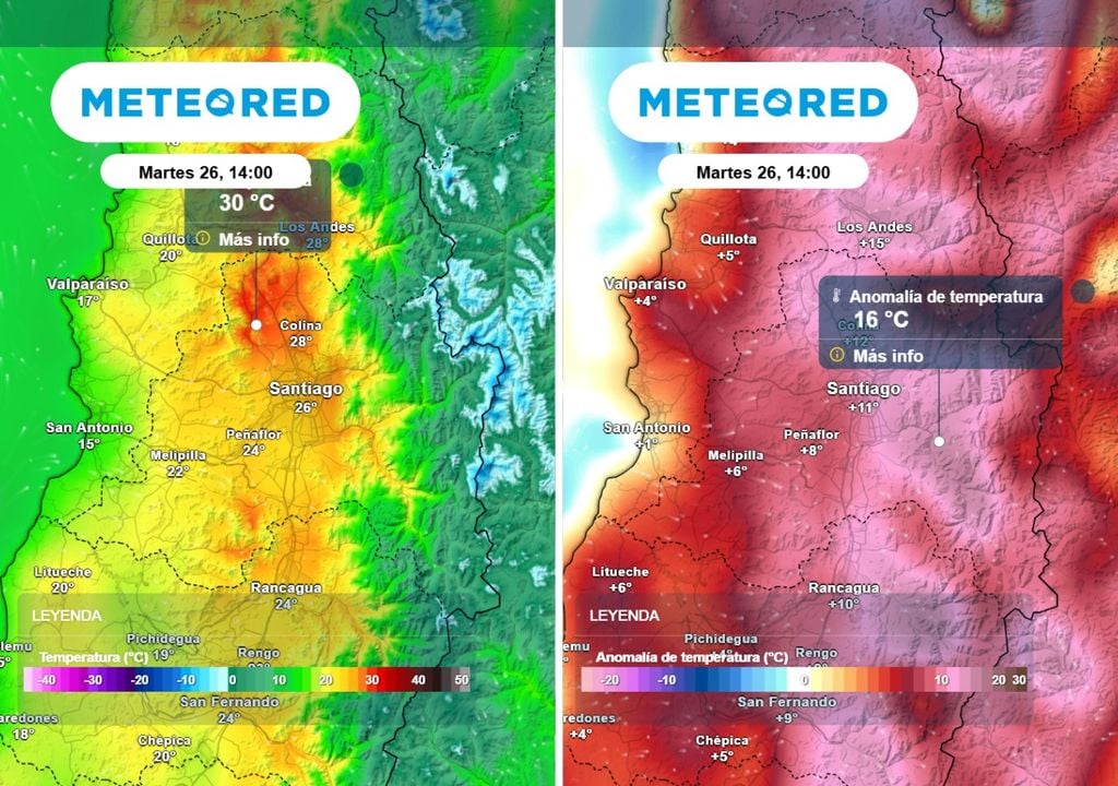 Modelo ECMWF prevé un alza muy intensa de las temperaturas: podrían acercarse a los 30 °C en la RM en la última etapa del otoño.