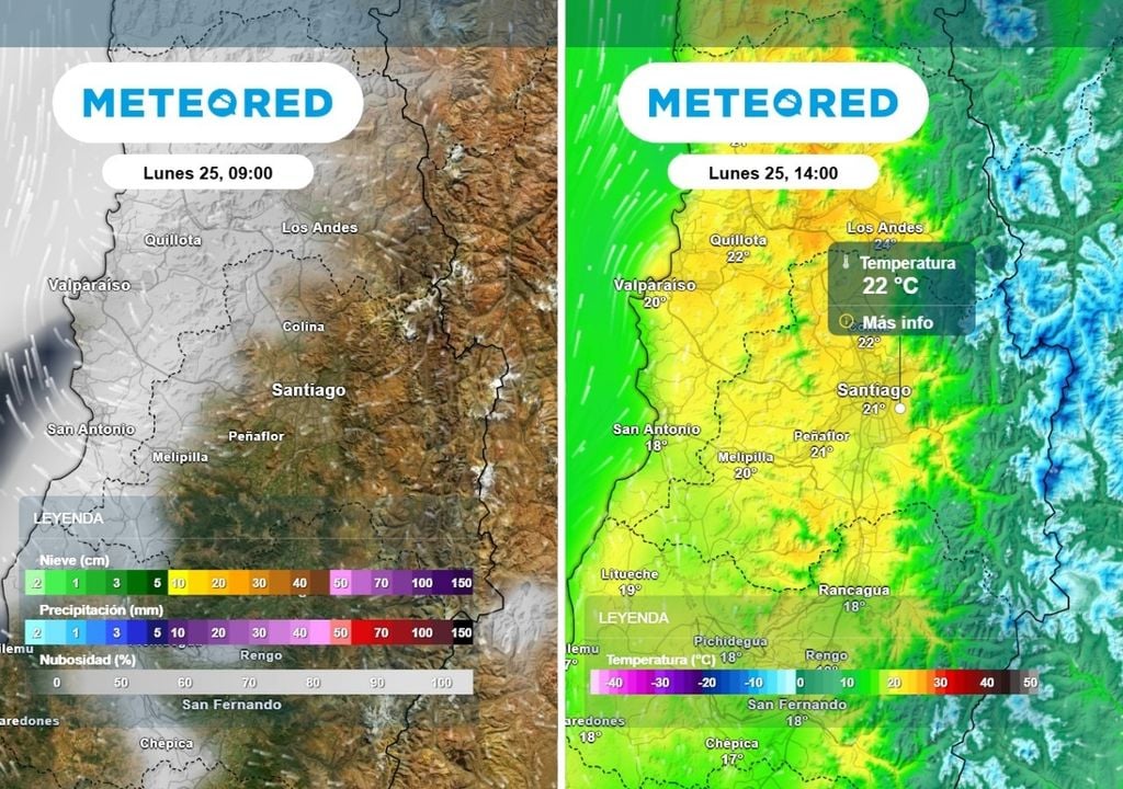 Nubes costeras se quedarán al poniente de la RM mientras las máximas alcancen cerca de 22 °C este lunes.