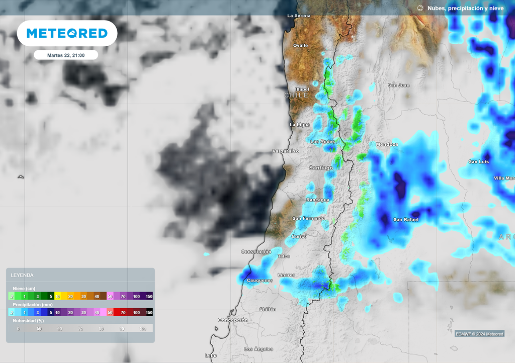 mapa de lluvia y nieve.