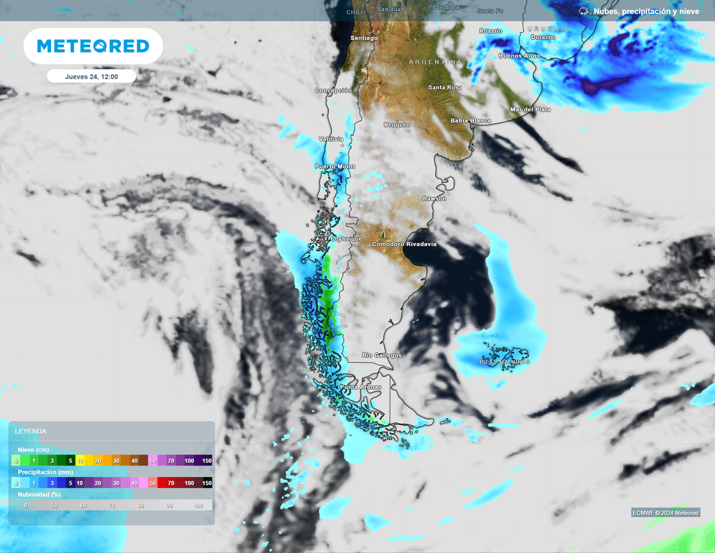 mapa de lluvia y nieve.