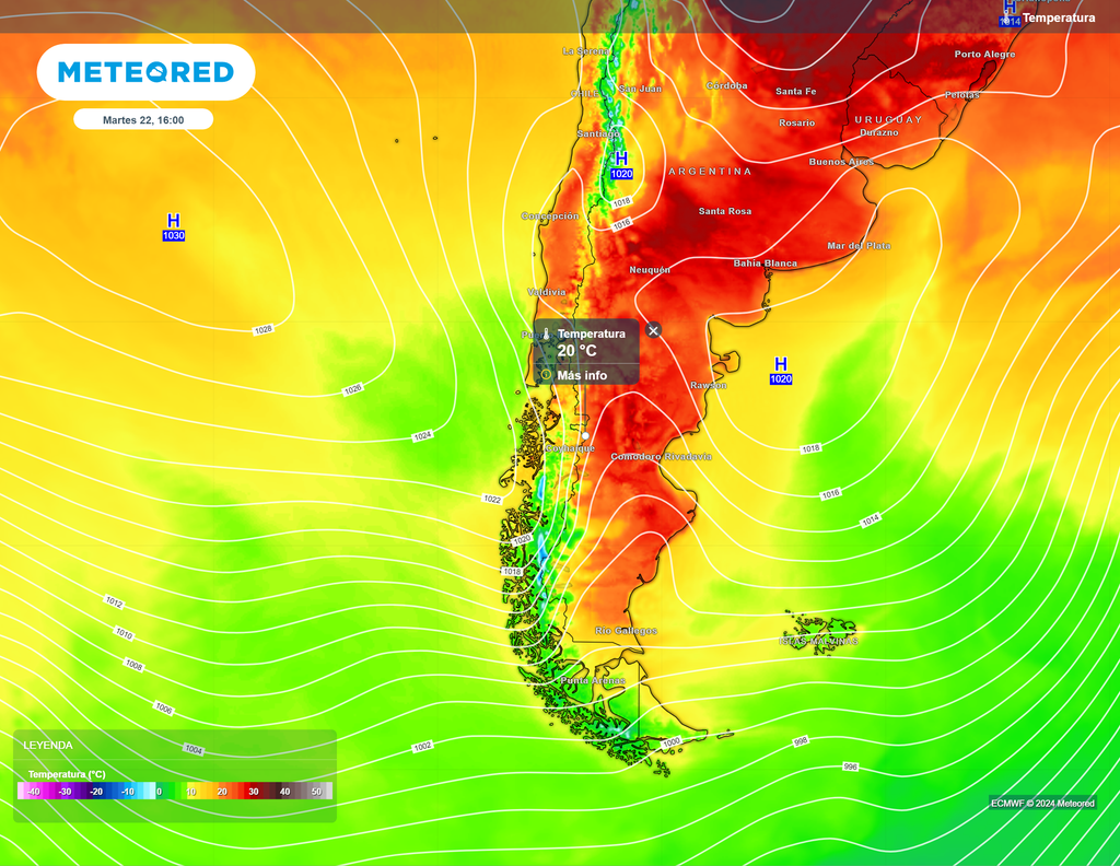 mapa de temperaturas.