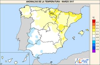 Marzo 2017, según AEMET: cálido y húmedo