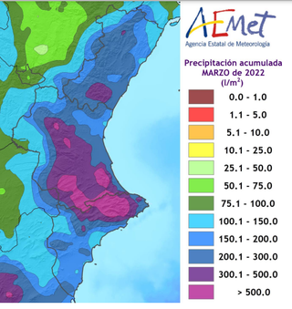 Marzo 2022 en Comunidad Valenciana: extremadamente húmedo y muy frío
