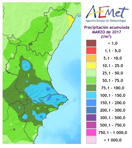 Marzo De 2017 En La Comunidad Valenciana, Un Mes Muy Cálido Y Muy Húmedo