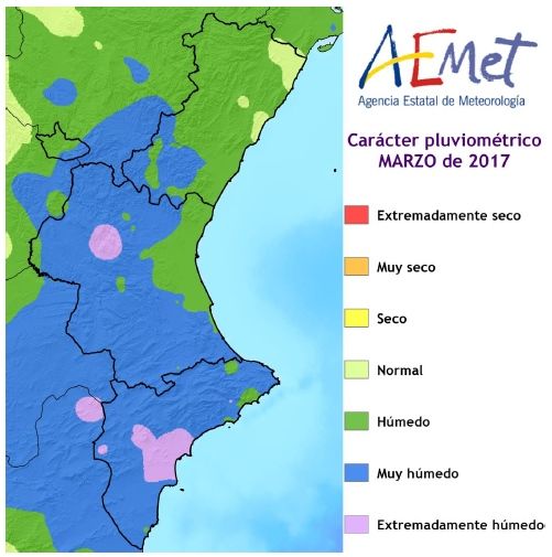Marzo De 2017 En La Comunidad Valenciana, Un Mes Muy Cálido Y Muy Húmedo