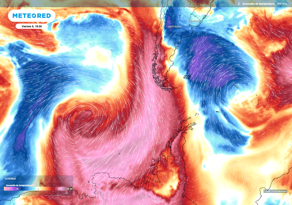 La masa de aire cálida que estará presente sobre la zona central y sur de Chile, será llevada hacia la Antártica por los vientos del norte de un sistema frontal que se acercará a Chile continental a comienzos del fin de semana.
