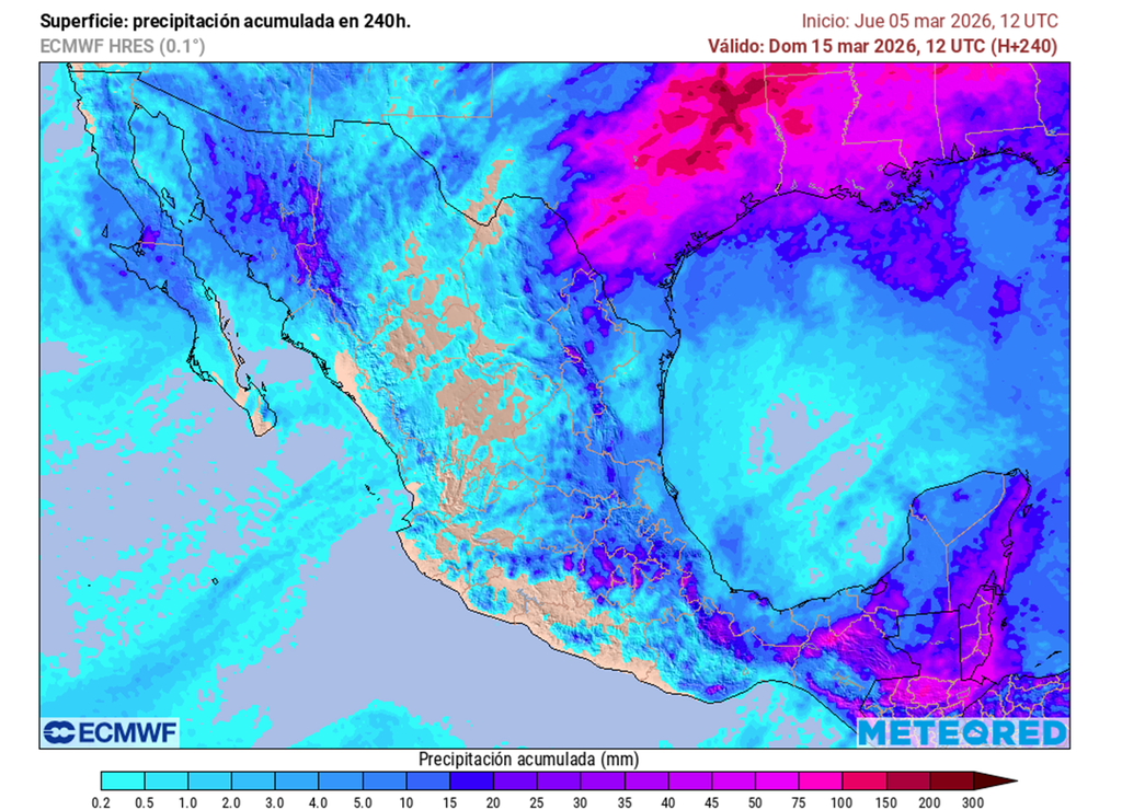 Estados del noroeste, noreste, centro, oriente y sureste tendrían periodos lluviosos próximos 10 días con más de 50 mm. Algunos eventos severos.