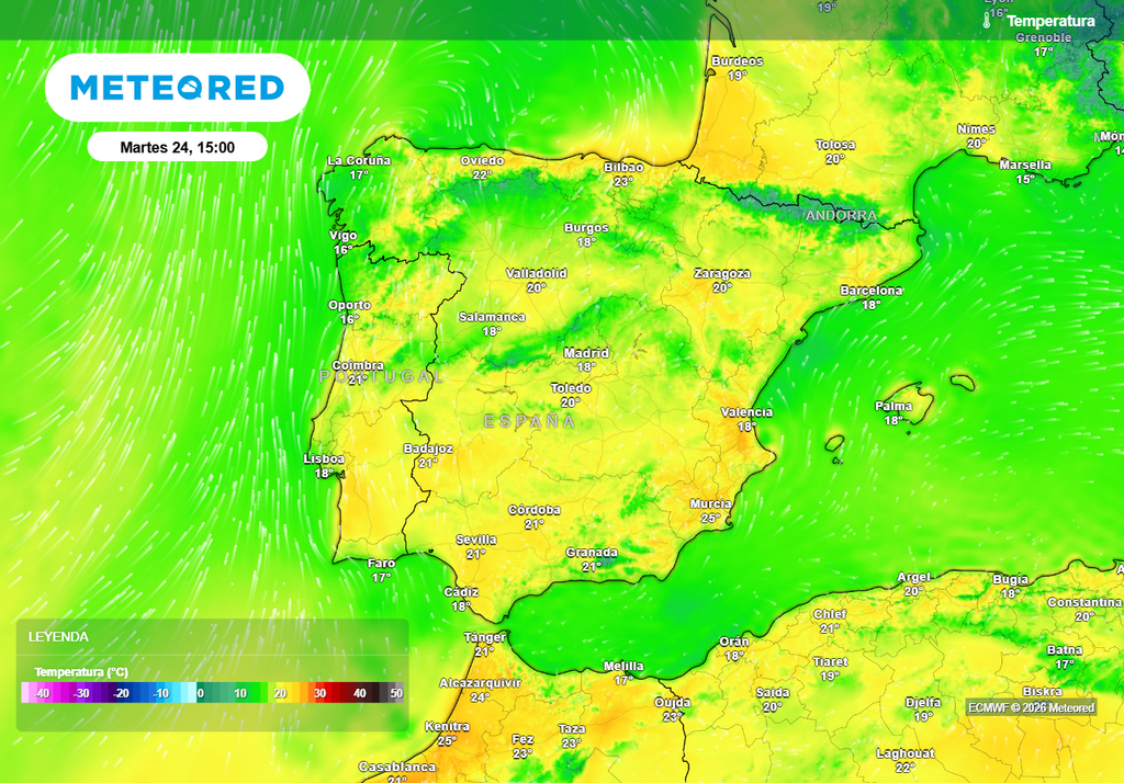 Mañana se alcanzarán o superarán los 20 ºC en amplias zonas de España.