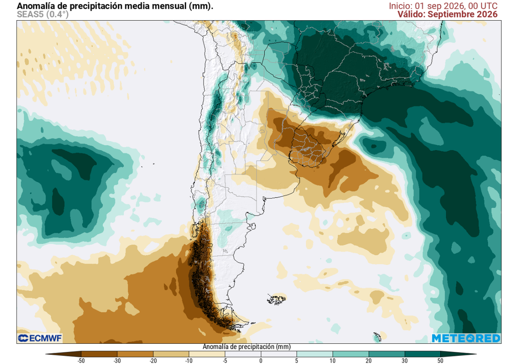 Lluvia prevista El norte se mantiene como la zona con mayor posibilidad de lluvias sobre el promedio en el mes de septiembre.