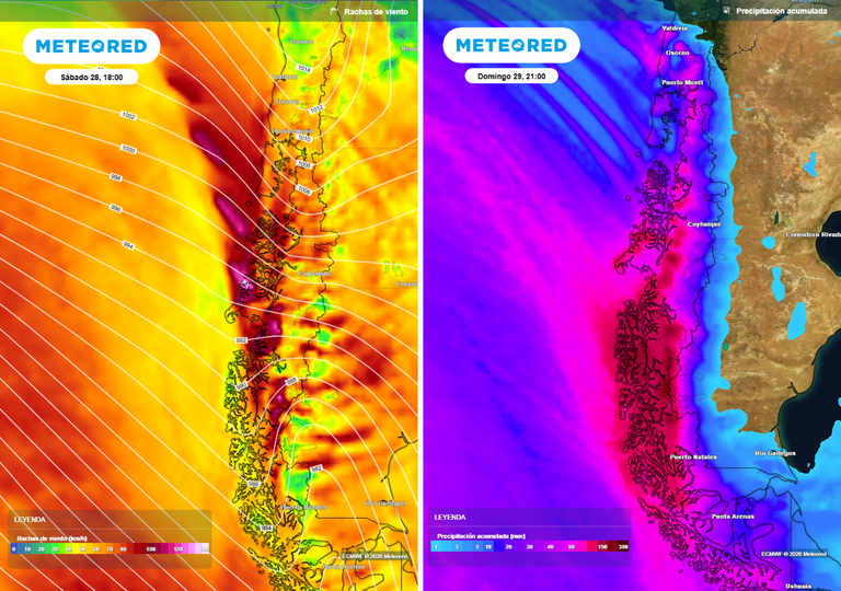 "M&aacute;s de 100 mm y m&aacute;s de 100 km/h": temporal de viento y lluvia se extender&aacute; por 4 regiones de Chile el fin de semana