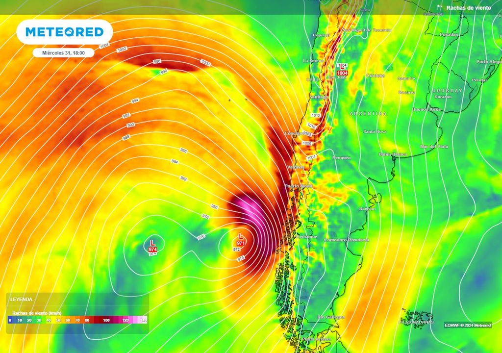 vientos máximos previstos por el modelo del ECMWF vientos máximos previstos por el modelo del ECMWF