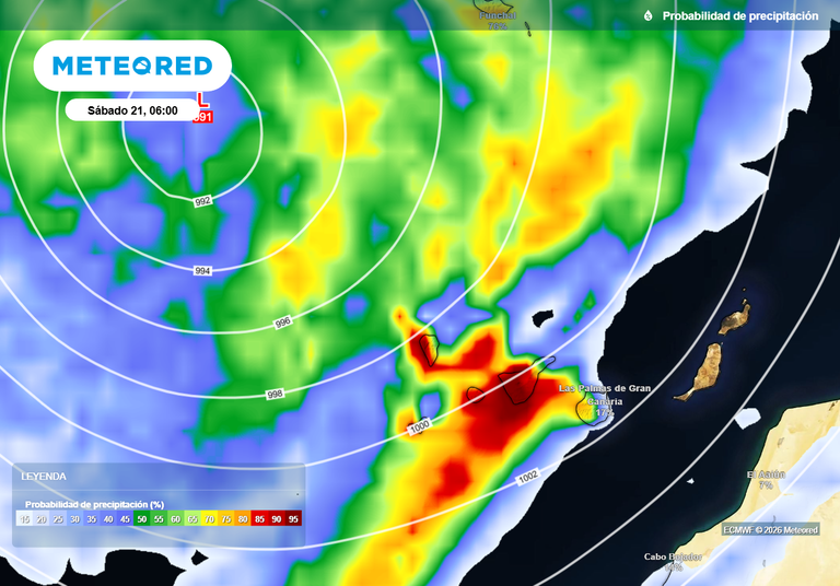 M&aacute;s de 200 l/m2 hasta el domingo: lluvias fuertes y persistentes en La Palma, Tenerife y Gran Canaria
