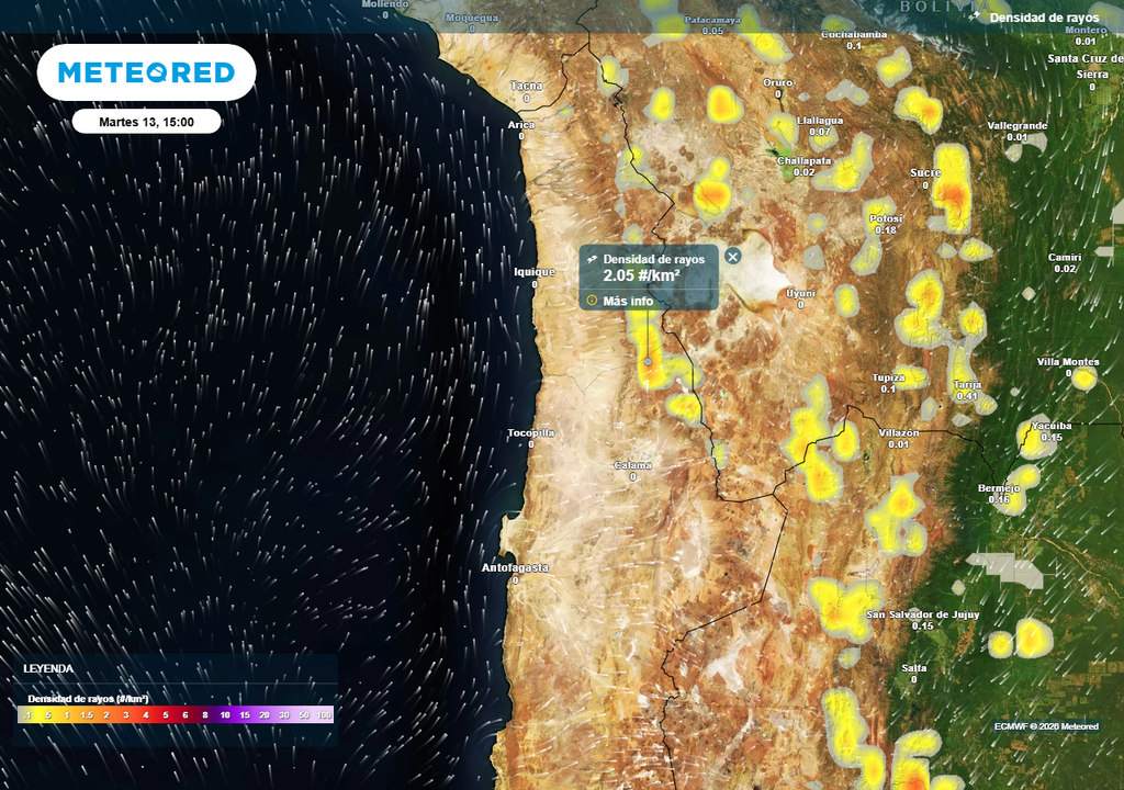 Avisos de la DMC para Chile, Meteored