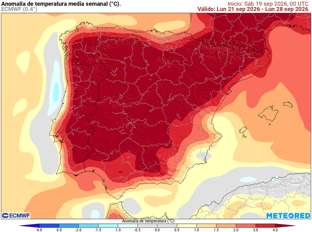 La mayor parte de España tendrá temperaturas de plena canícula durante el equinoccio de otoño, con anomalías muy significativas.