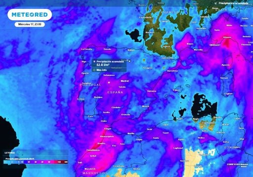 M&aacute;s de 50 l/m2: la nueva dana dejar&aacute; las lluvias m&aacute;s fuertes hoy y ma&ntilde;ana; las 6 comunidades afectadas