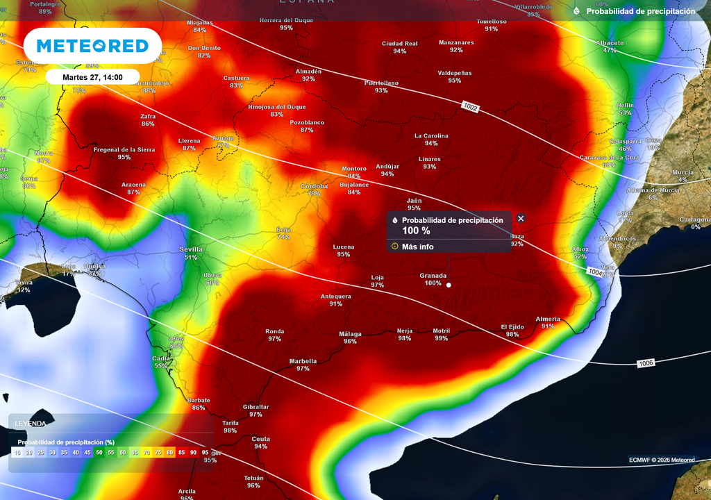 Andalucía afronta una jornada marcada por la lluvia y las fuertes rachas de viento.