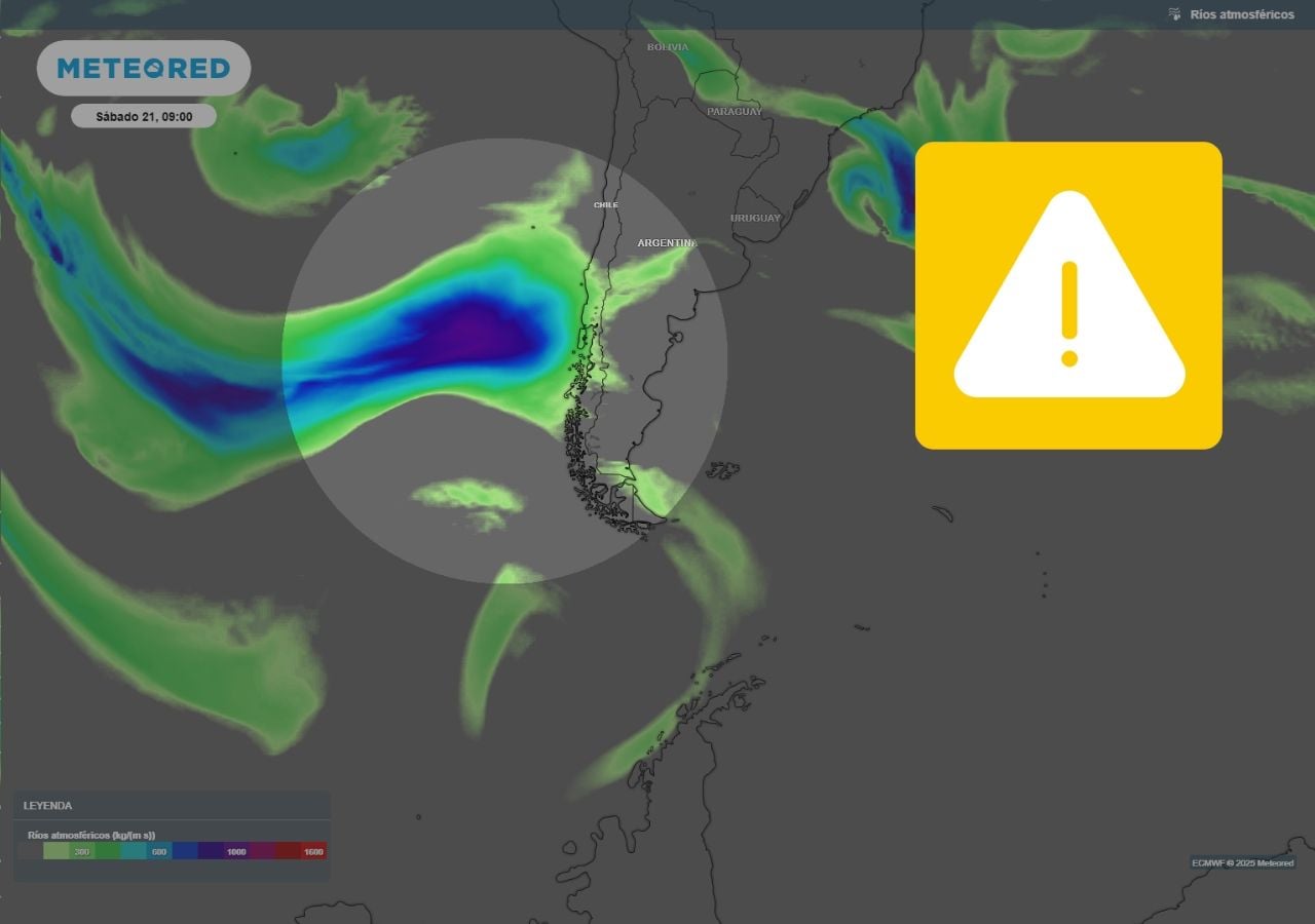 Un río atmosférico, junto a un sistema frontal, están dejando avisos por precipitaciones abundantes en corto periodo de tiempo para este sábado 21 de junio.