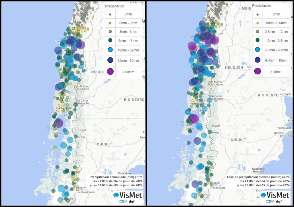 precipitaciones acumuladas y tasas de precipitación