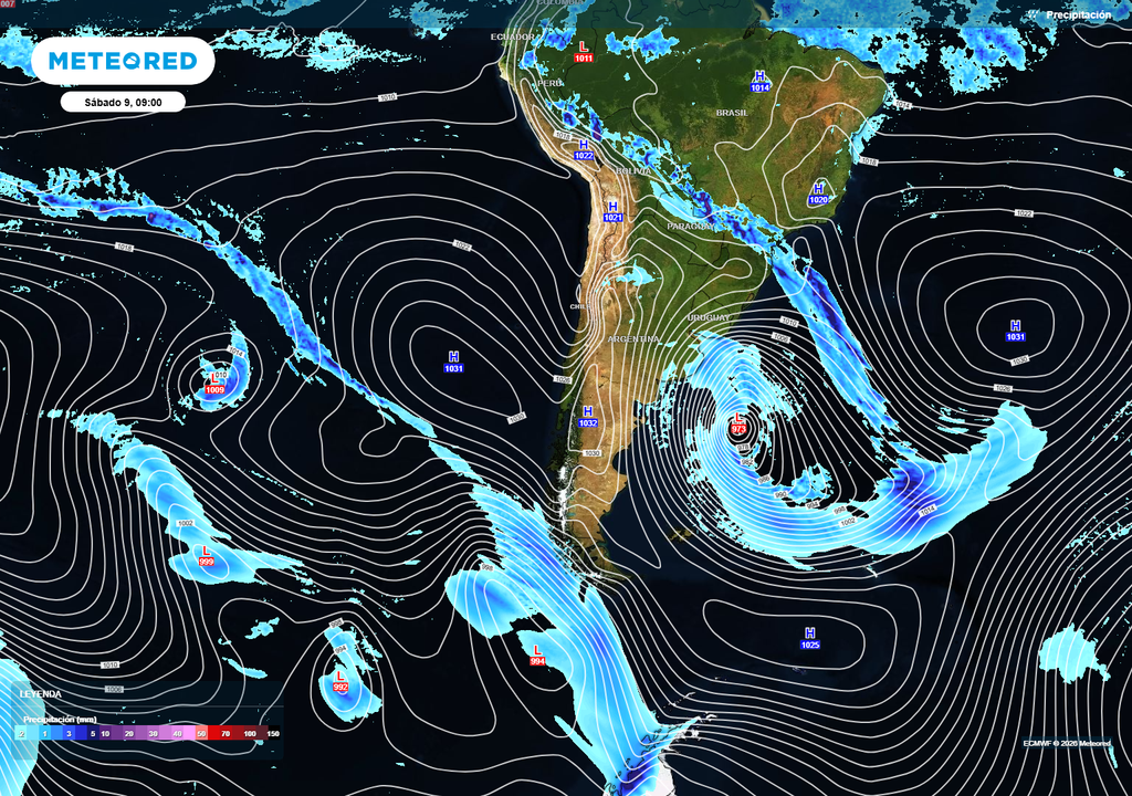 Sin poder vencer la gran alta presión en el Pacífico, el frente que llegará a Chile el final de semana lo hará por el extremo más austral del país.