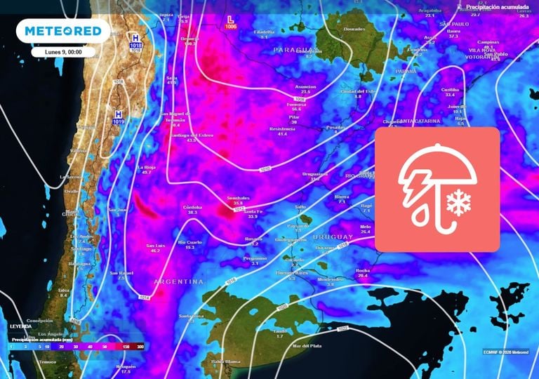 M&aacute;s lluvias abundantes y tormentas fuertes este fin de semana sobre el oeste y norte de Argentina