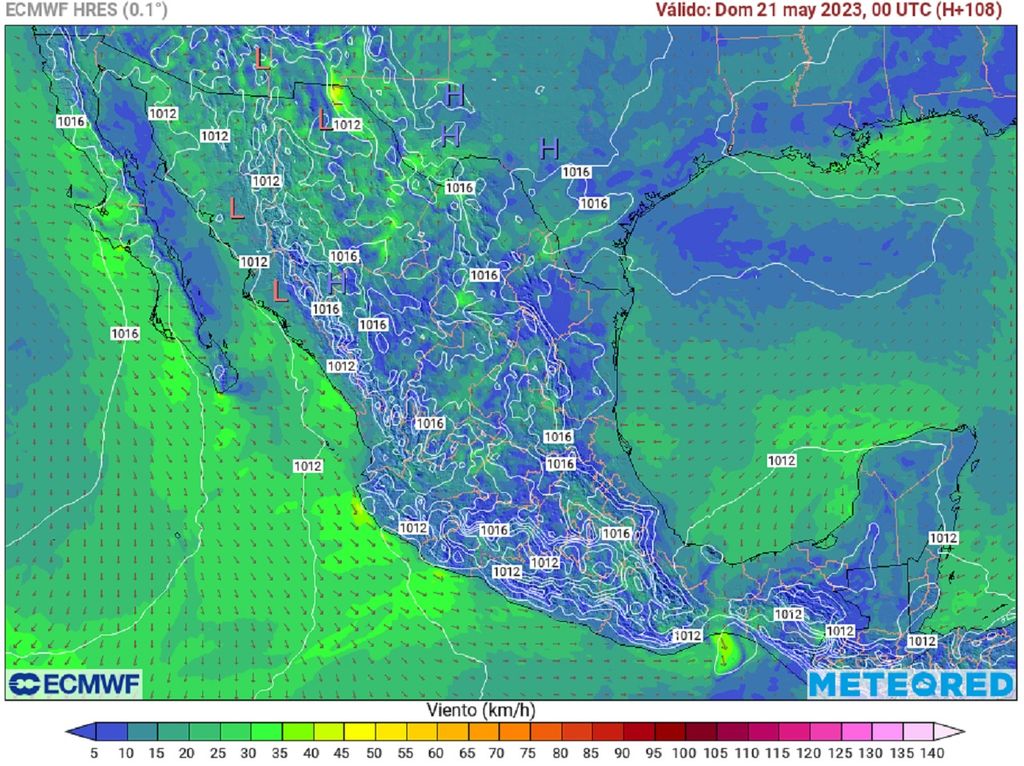 Modelo ECMWF - Intensidad del viento en km/h Modelo ECMWF - Intensidad del viento en km/h