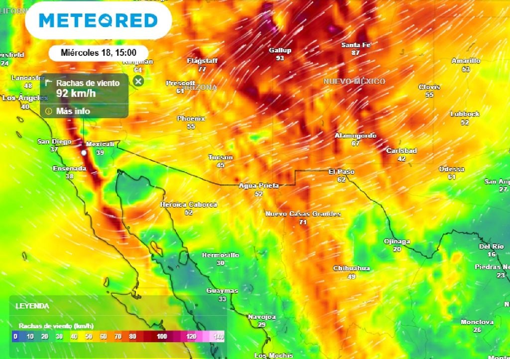 Intenss rachas de viento se prevén en zonas como Baja California.