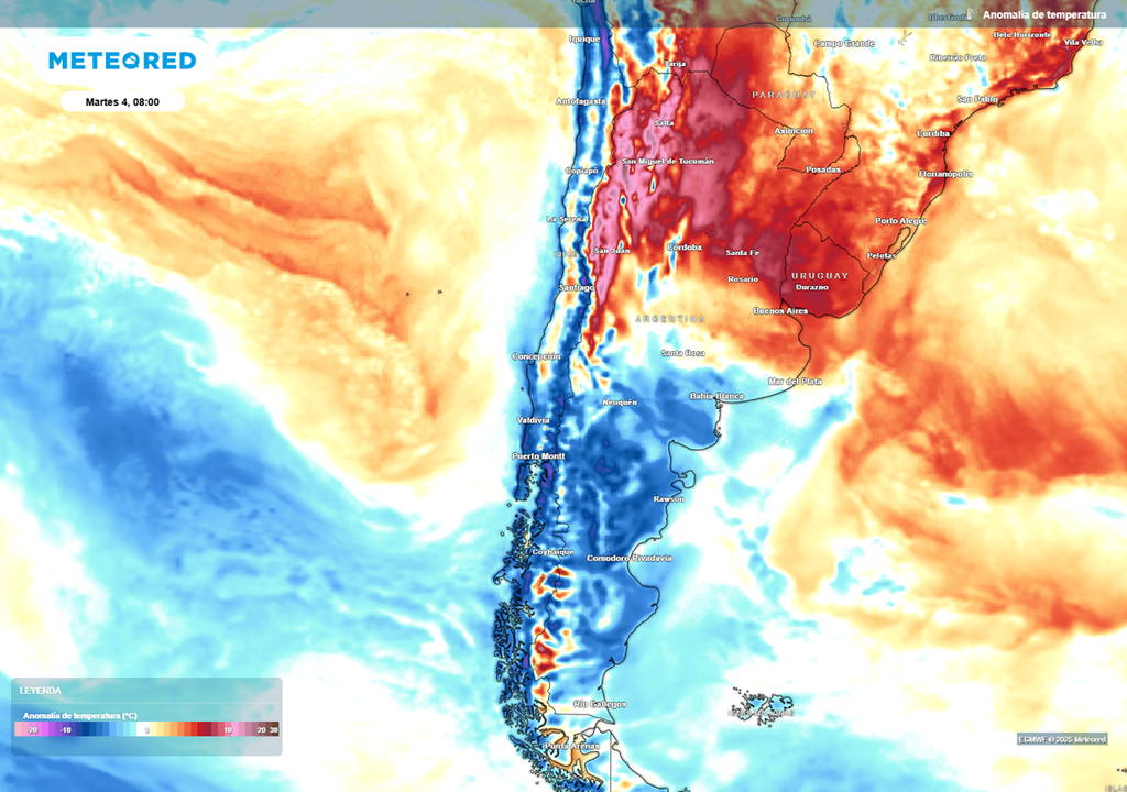 anomalía de temperaturas prevista