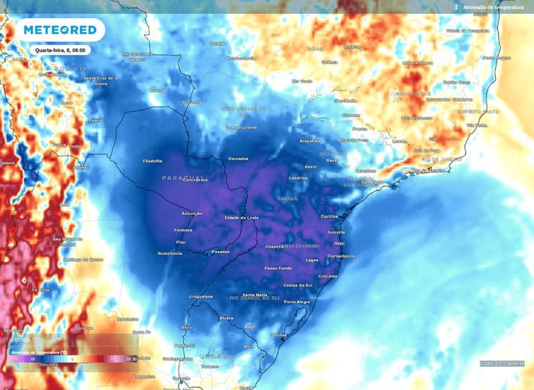 Massa de ar frio avan&ccedil;a pelo Centro-Sul e traz marcas de at&eacute; -6&deg;C; veja a previs&atilde;o