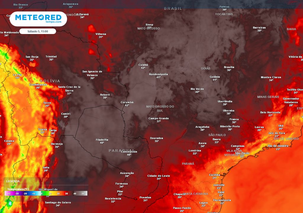 Temperaturas máximas previstas para Sábado.