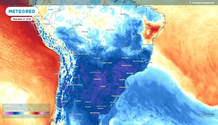 Massa de ar frio inunda parte do Centro-Sul e traz temperaturas de at&eacute; 0&deg;C no in&iacute;cio da semana