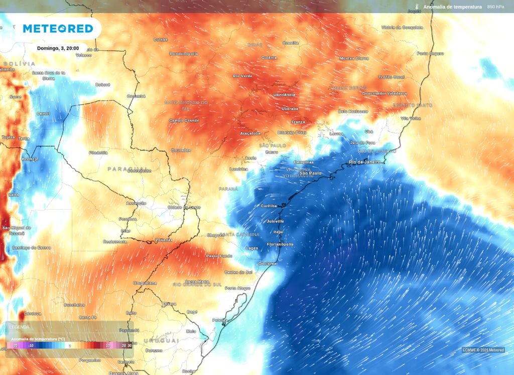 Massa de ar frio afeta leste do Sudeste do Brasil. Temperaturas diminuem a partir da tarde deste domingo (3).
