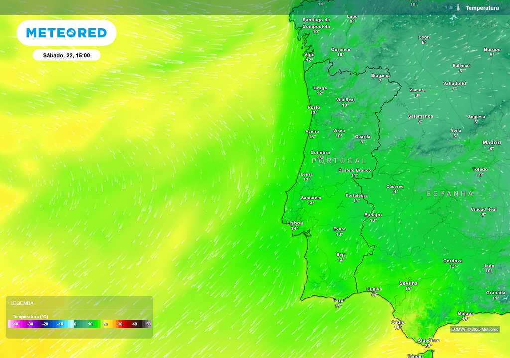 Mapa atmosférico: Temperatura