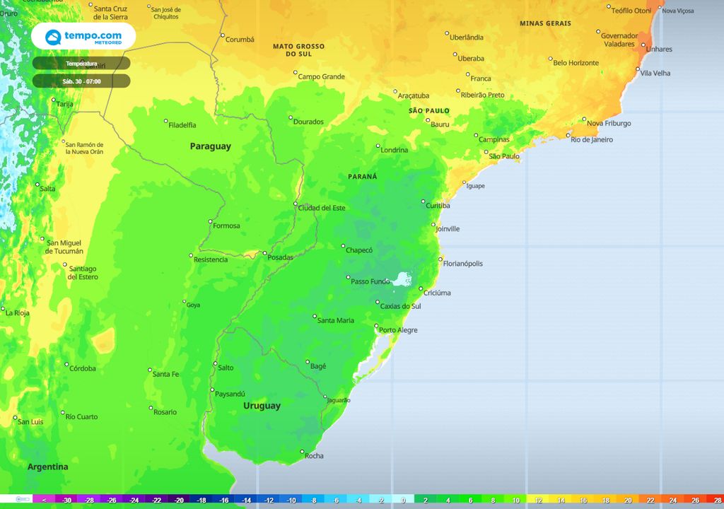 Massa de ar polar avança nos próximos dias e espalha o frio pelo centro-sul