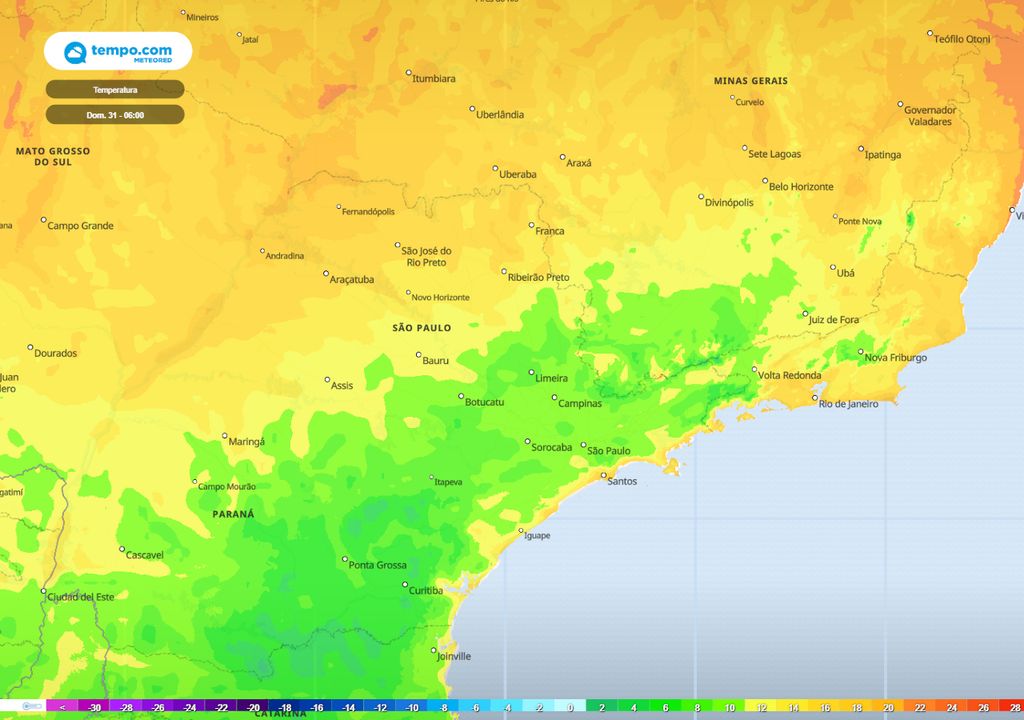 Massa de ar polar avança nos próximos dias e espalha o frio pelo centro-sul