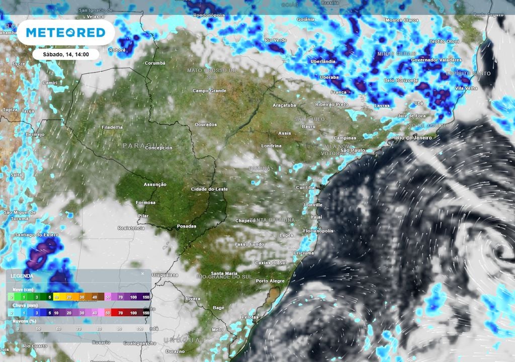 Previsão de nebulosidade e chuva neste sábado durante a tarde mostra que o tempo permanece firme, seco e ensolarado ao longo deste final de semana, fazendo as temperaturas subirem.