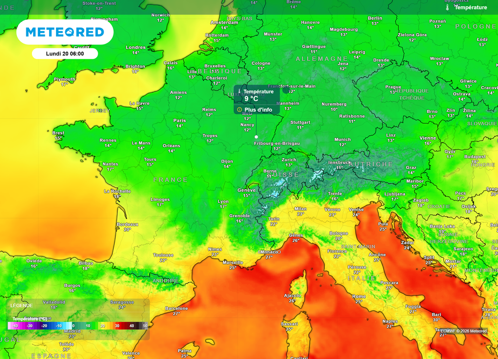 Lundi matin, les sensations seront totalement différentes des 30 derniers jours, avec des minimales proches des 10°C sur la moitié Nord !