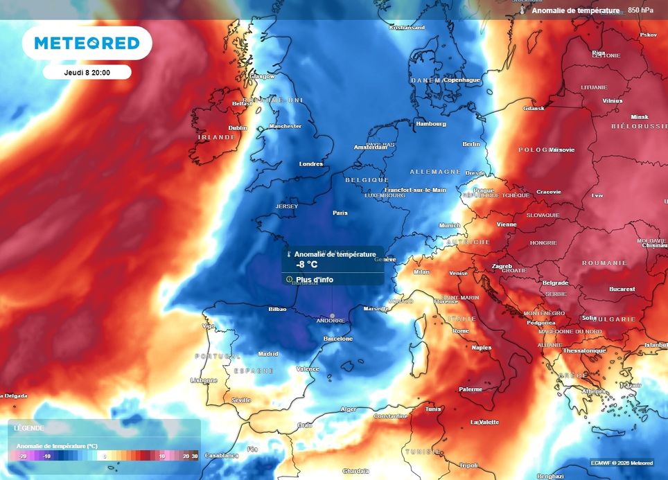 La température de la masse d'air plongera sous les normales de saison jeudi 8 octobre