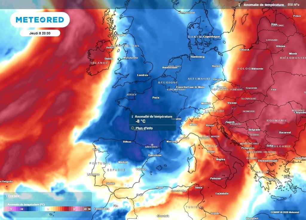 La température de la masse d'air plongera sous les normales de saison jeudi 8 octobre