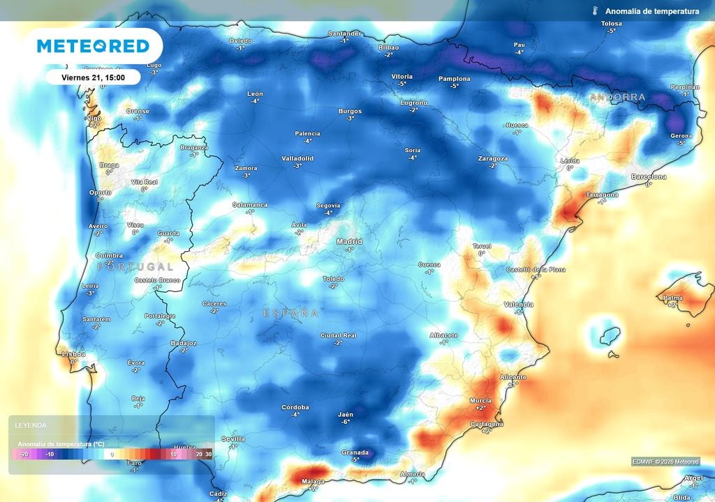 Las temperaturas estarán, generalmente, por debajo de la media habitual de la época.